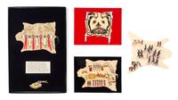 Four Painted Hides Length of longest 6 1/4 inches. — Brian "Rainbow Hand" and Kathy Tepper