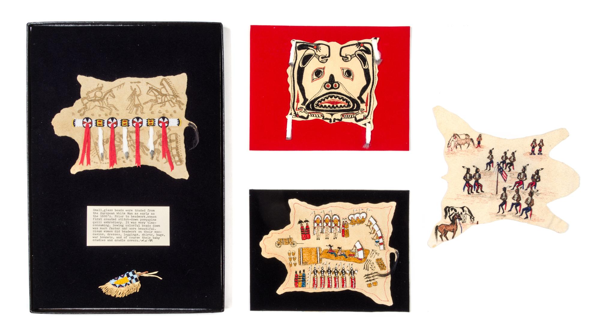 Four Painted Hides Length of longest 6 1/4 inches. — Brian "Rainbow Hand" and Kathy Tepper