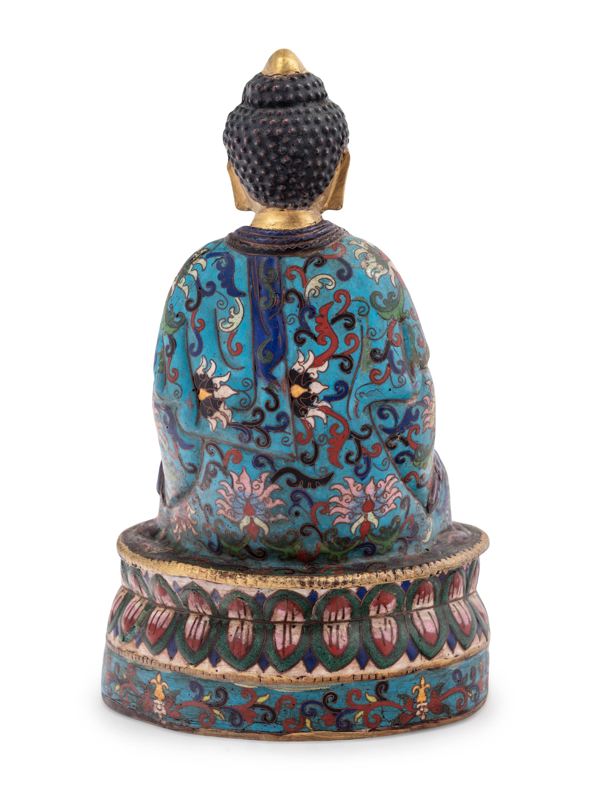 A Chinese Cloisonné Enamel Figure of Buddha Shakyamuni