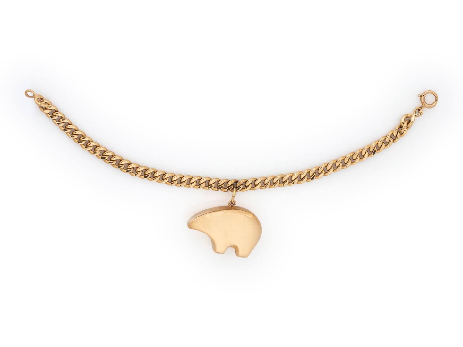 YELLOW GOLD BEAR CHARM BRACELET
