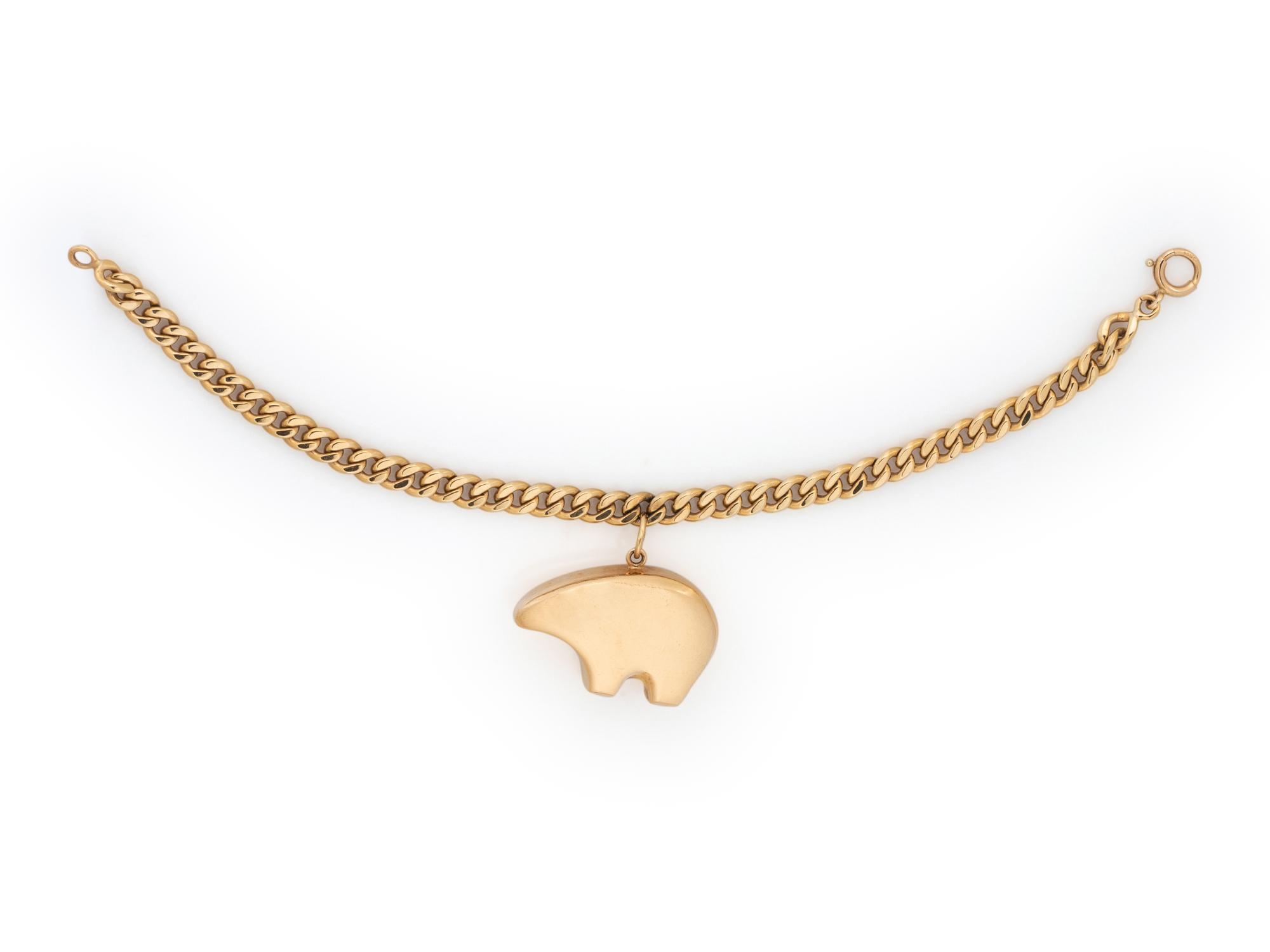 YELLOW GOLD BEAR CHARM BRACELET