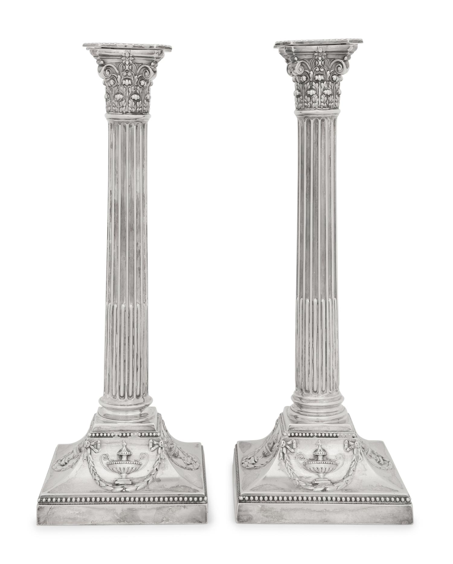 A Pair of Victorian Silver-Plate Candlesticks