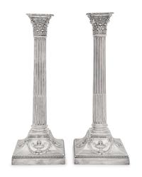 A Pair of Victorian Silver-Plate Candlesticks