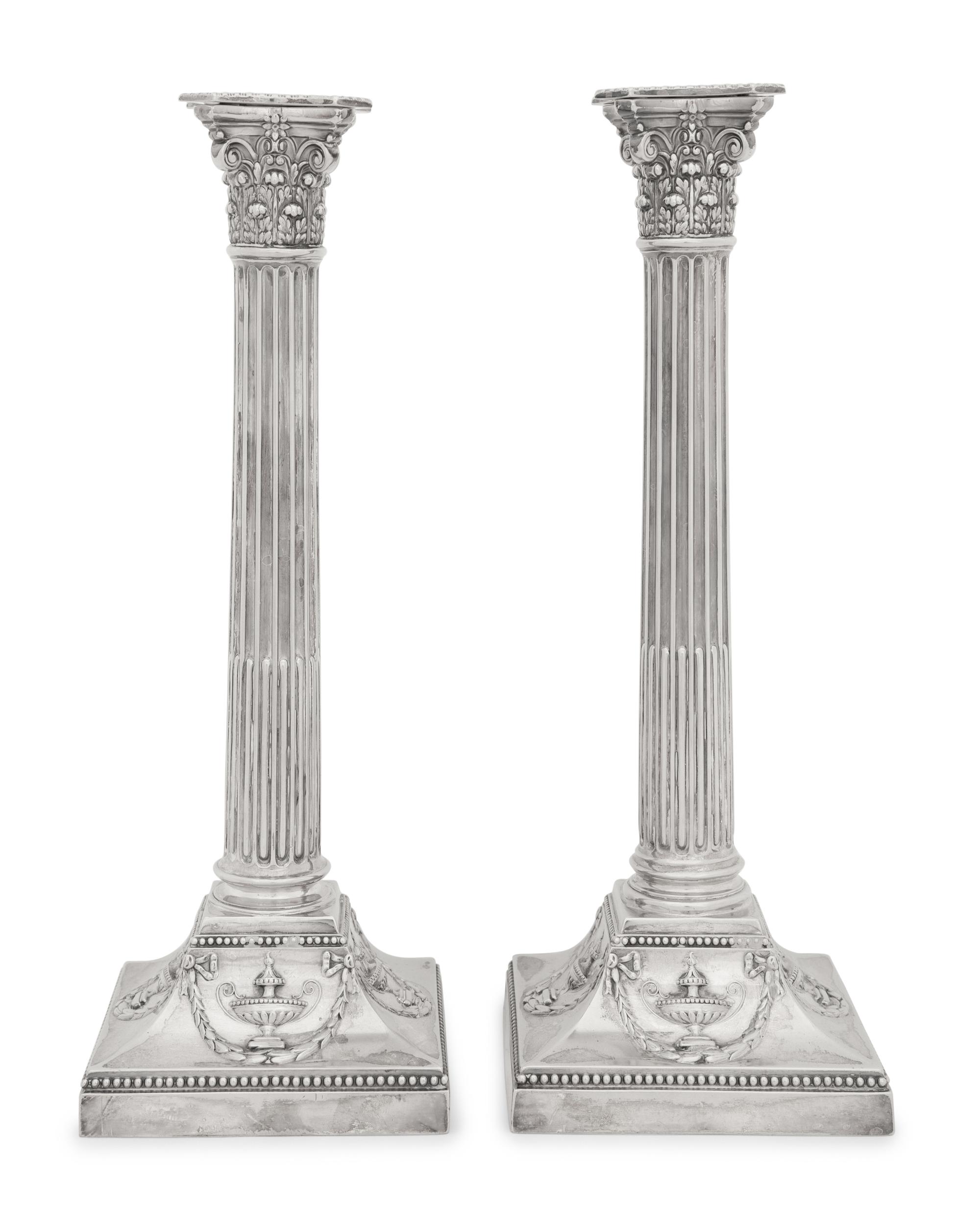 A Pair of Victorian Silver-Plate Candlesticks