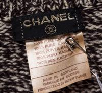 A Chanel Brown and Cream Cashmere Double Breasted Cardigan,