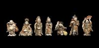 A Set of Seven Japanese Satsuma Figures of Immortals