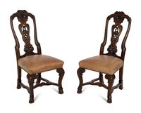 A Set of Six Continental Walnut Dining Chairs