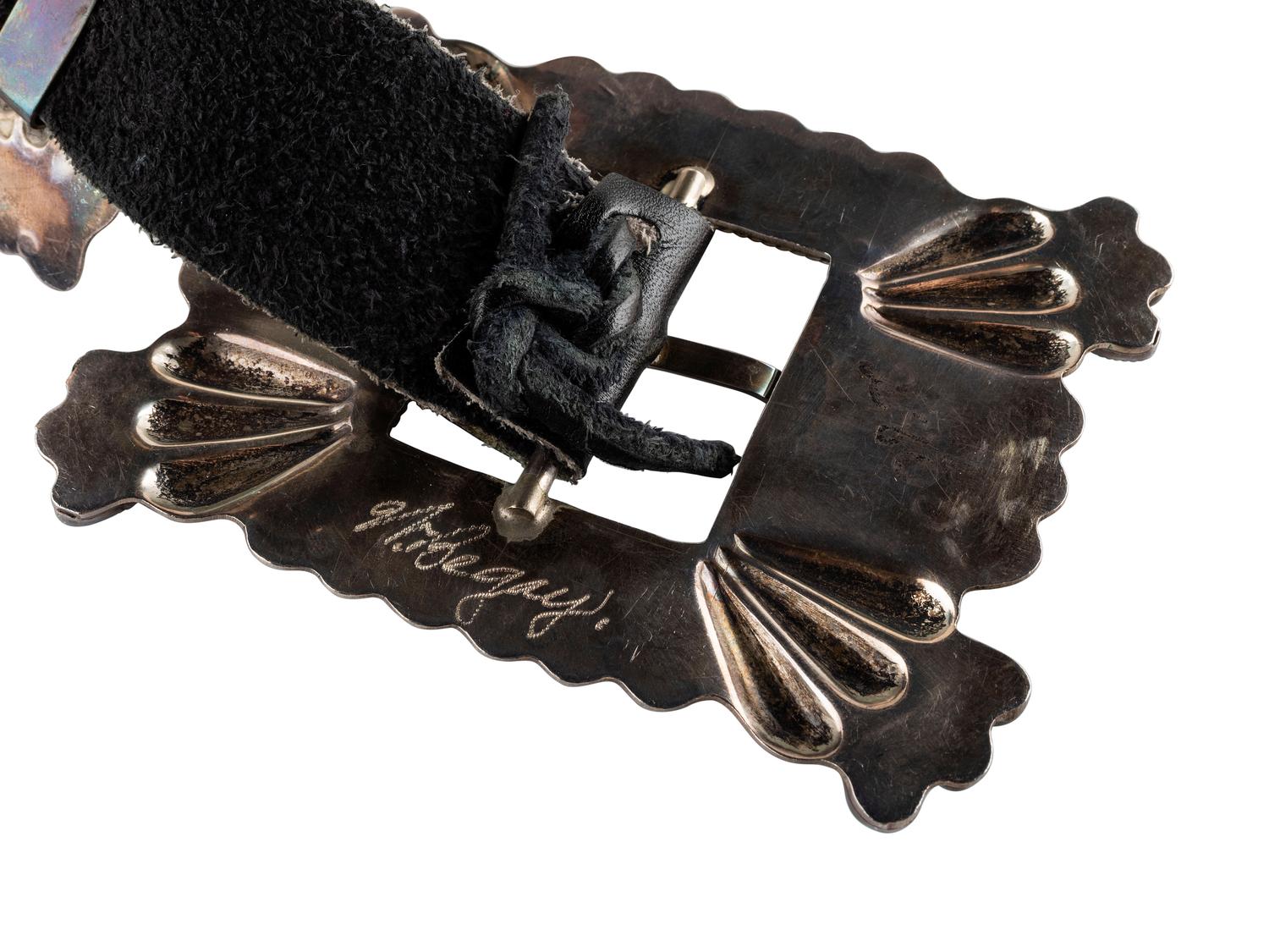 Navajo Silver and Turquoise Cluster Concha Belt AND Cuff Bracelet