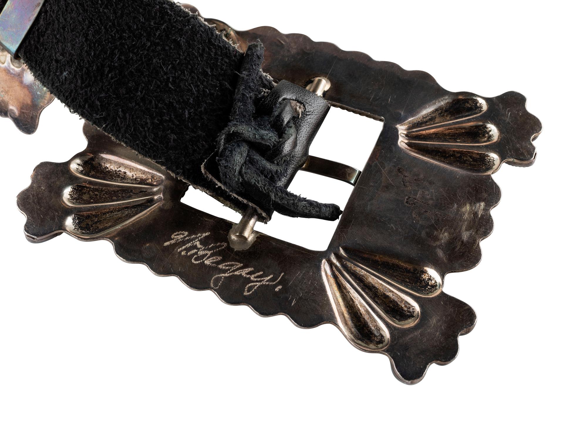 Navajo Silver and Turquoise Cluster Concha Belt AND Cuff Bracelet