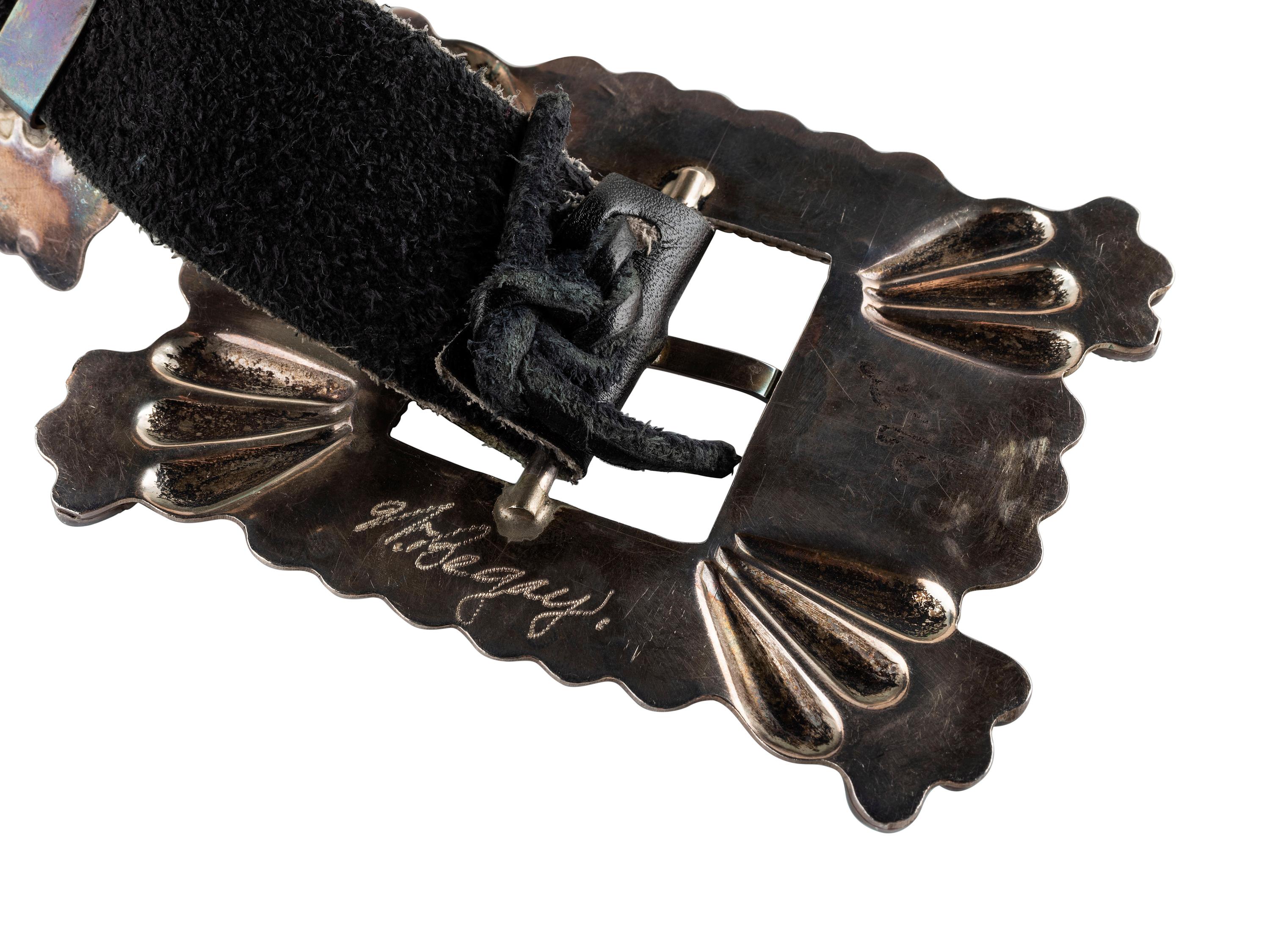Navajo Silver and Turquoise Cluster Concha Belt AND Cuff Bracelet