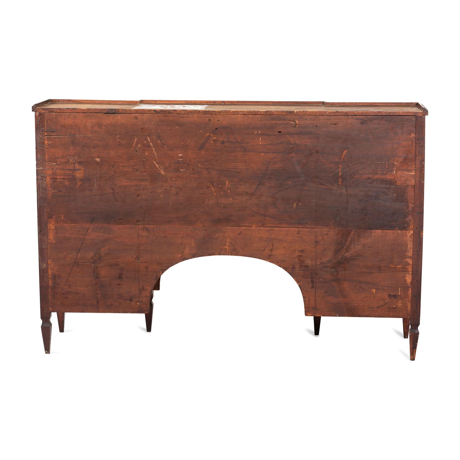 A Federal Parcel Gilt Mahogany, Holly and Ebony Breakfront Gentleman's Desk-and-Bookcase
