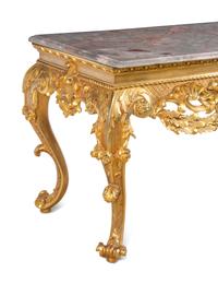 A George III Style Giltwood Marble-Top Console Table