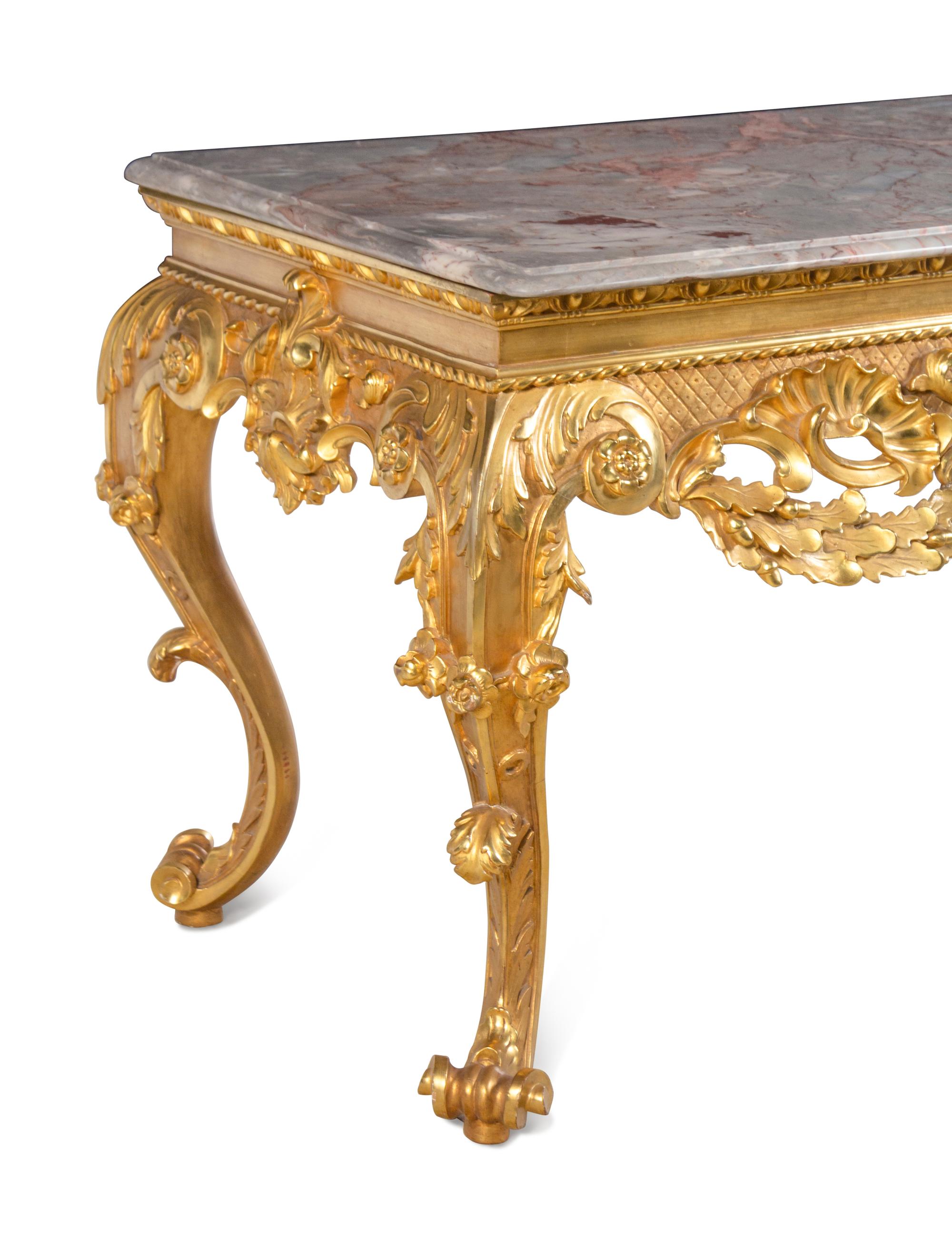 A George III Style Giltwood Marble-Top Console Table