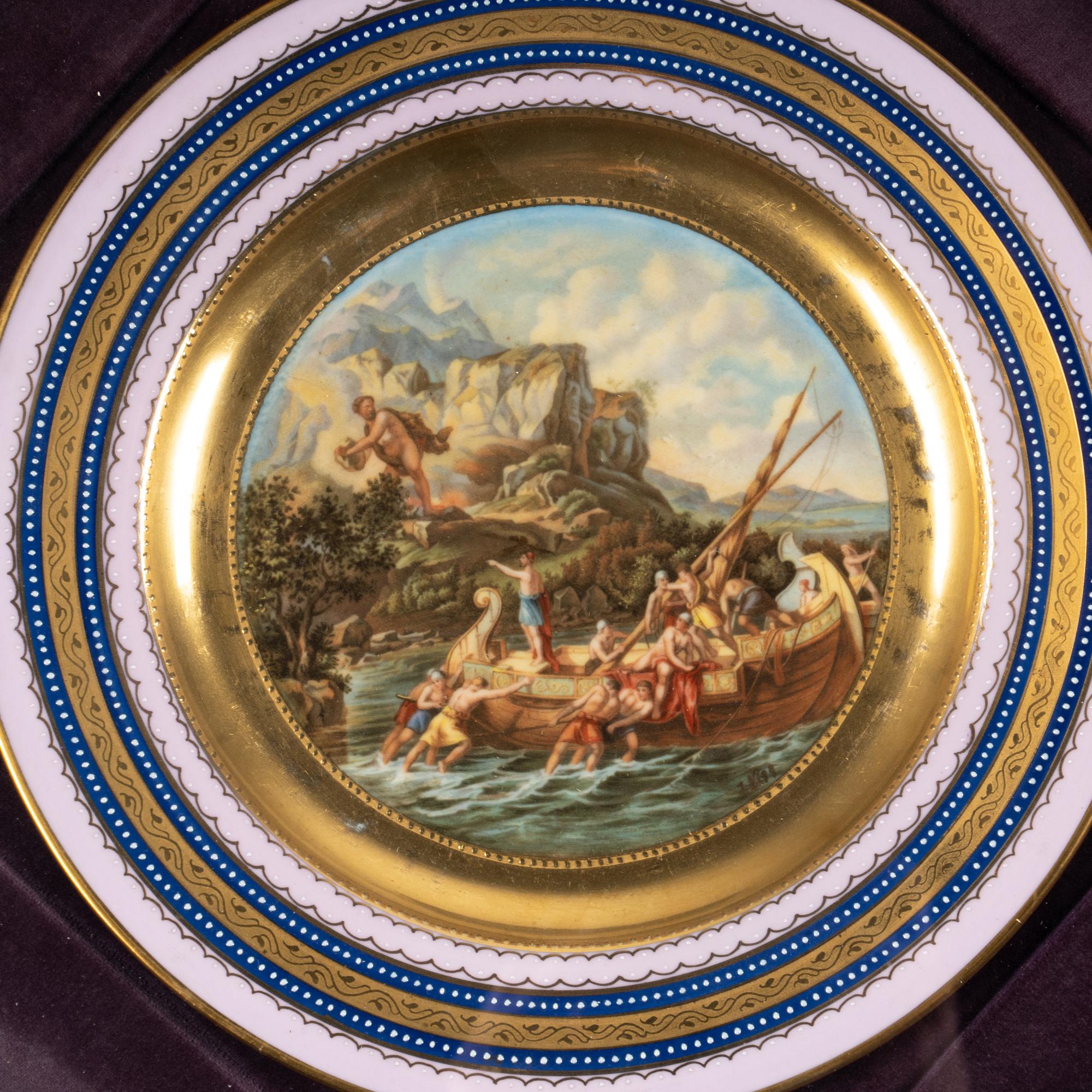 Four Framed Vienna Style Porcelain Cabinet Plates