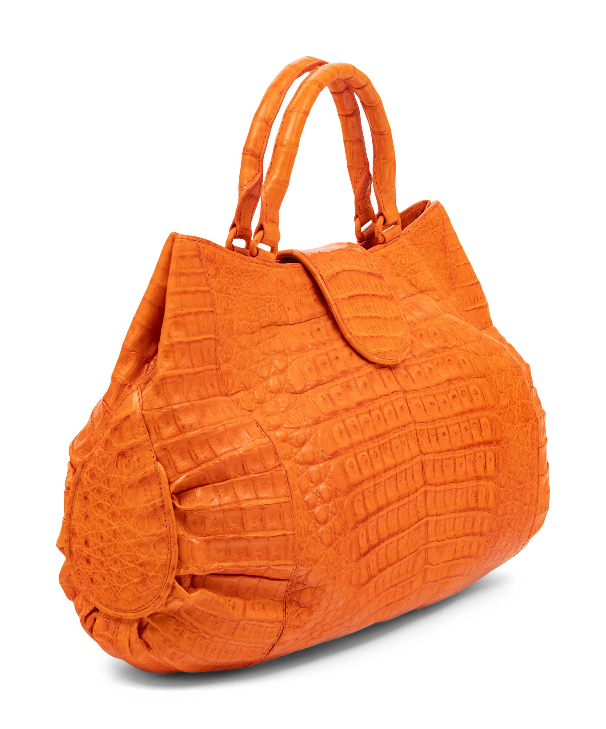 Nancy Gonzalez Orange Crocodile Handbag