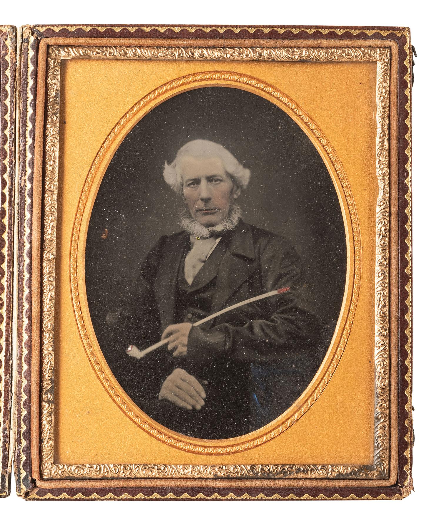 [EARLY PHOTOGRAPHY]. A pair of undersized half plate images of elderly characters.