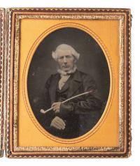 [EARLY PHOTOGRAPHY]. A pair of undersized half plate images of elderly characters.