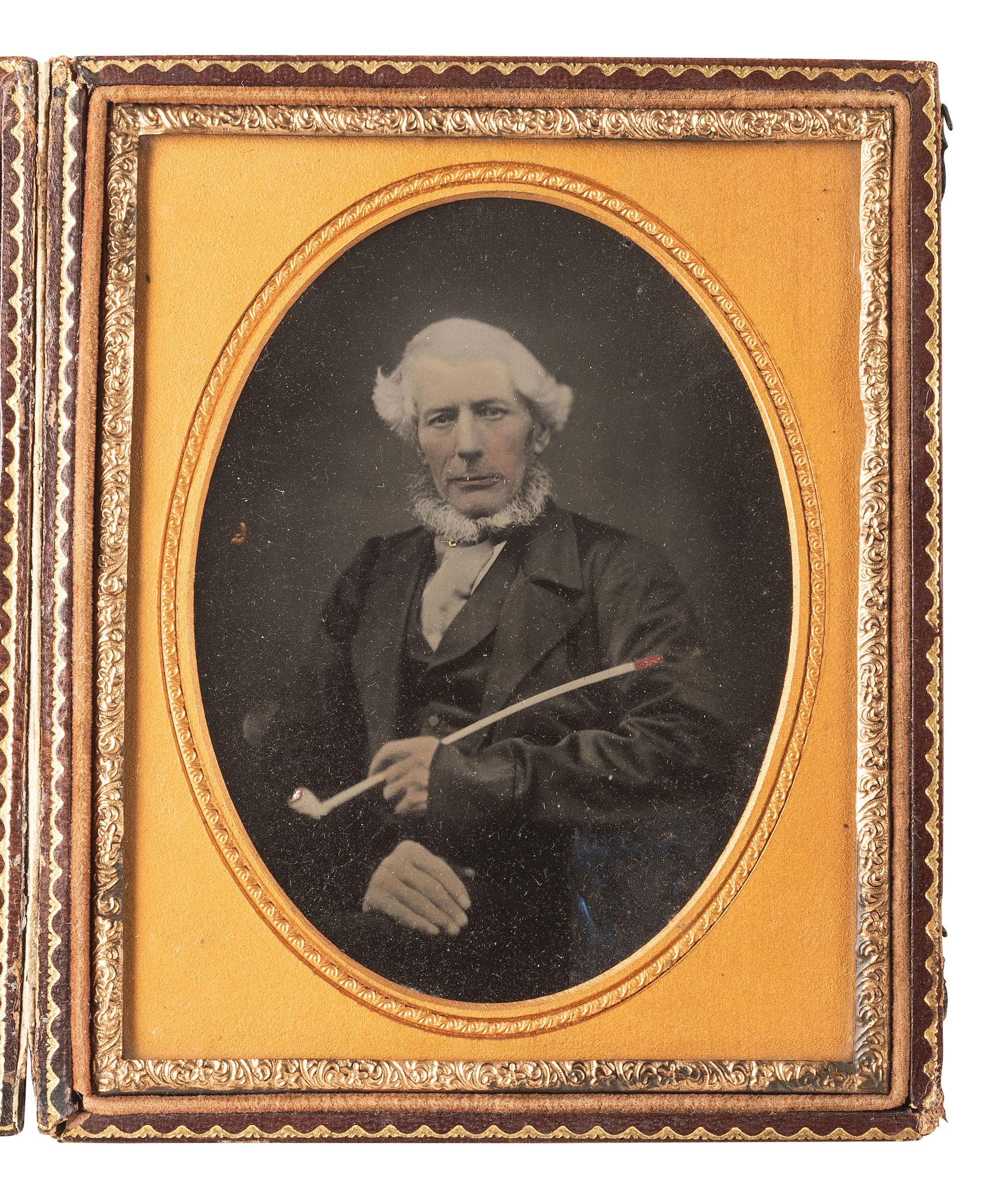 [EARLY PHOTOGRAPHY]. A pair of undersized half plate images of elderly characters.