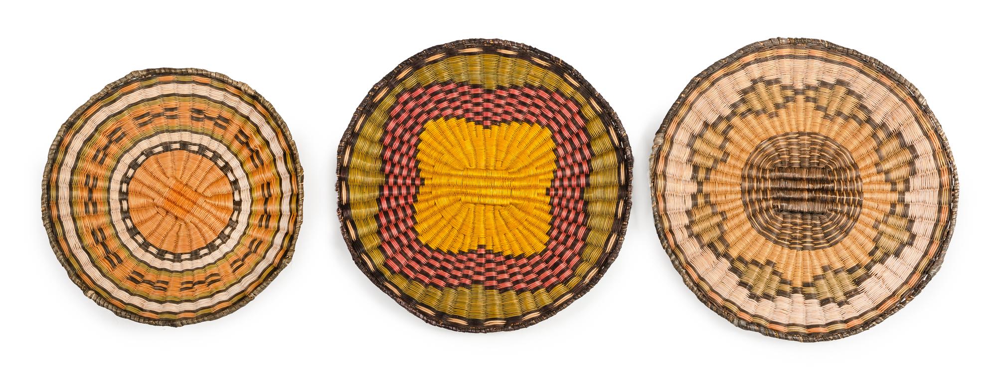 Three Hopi Polychrome Baskets Diameter of largest 13 inches