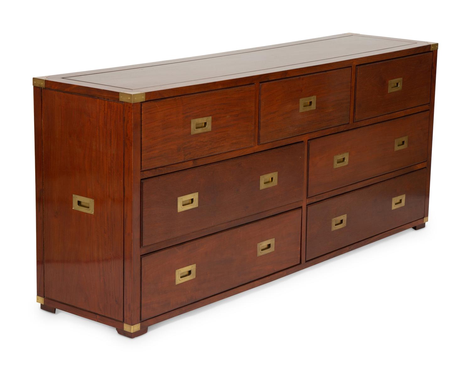 A British Colonial Brass Mounted Campaign Style Dresser — 20th Century