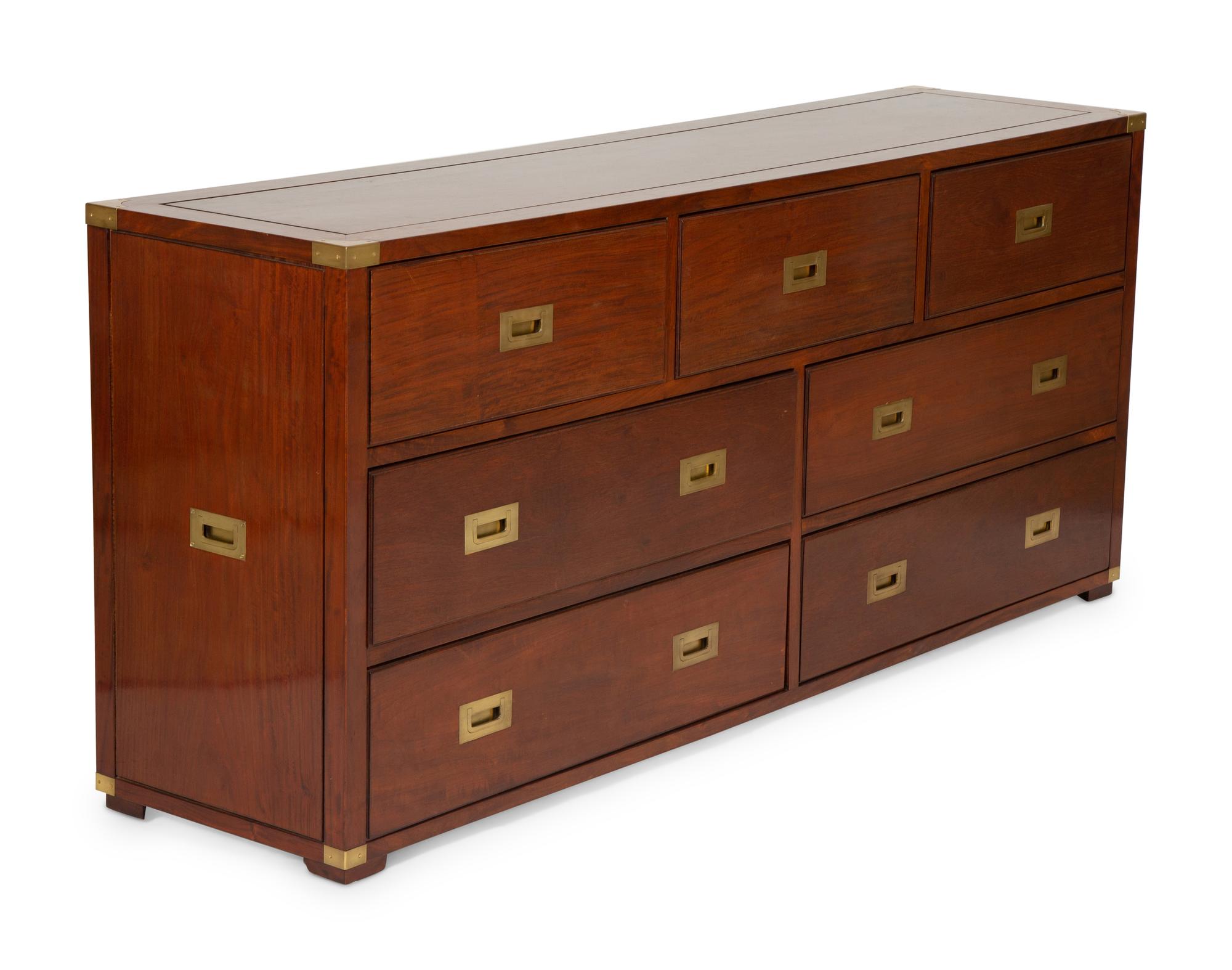 A British Colonial Brass Mounted Campaign Style Dresser — 20th Century