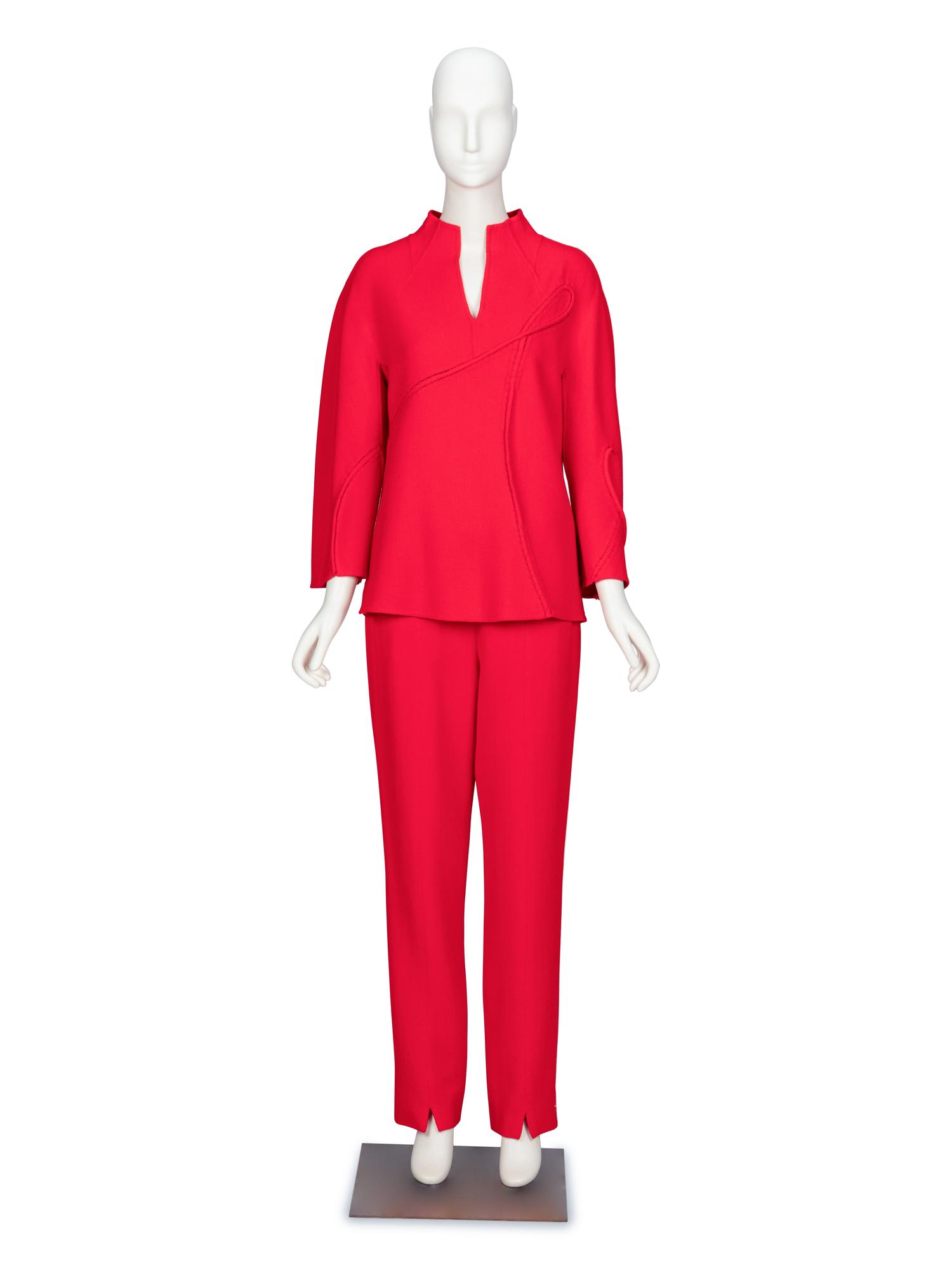 Ralph Rucci, Red Crêpe Pantsuit Ensemble