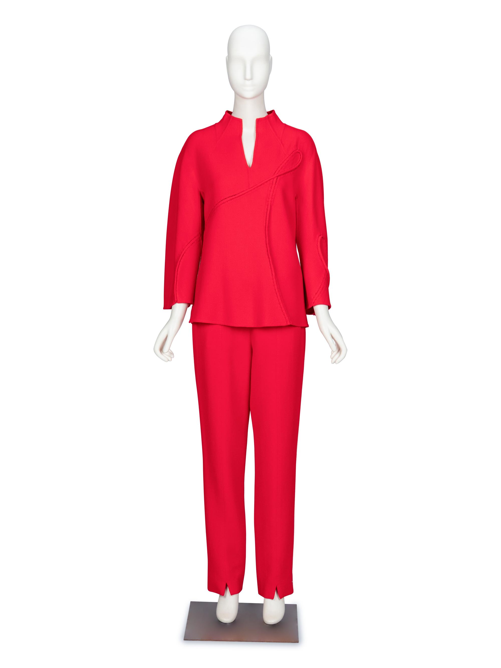 Ralph Rucci, Red Crêpe Pantsuit Ensemble
