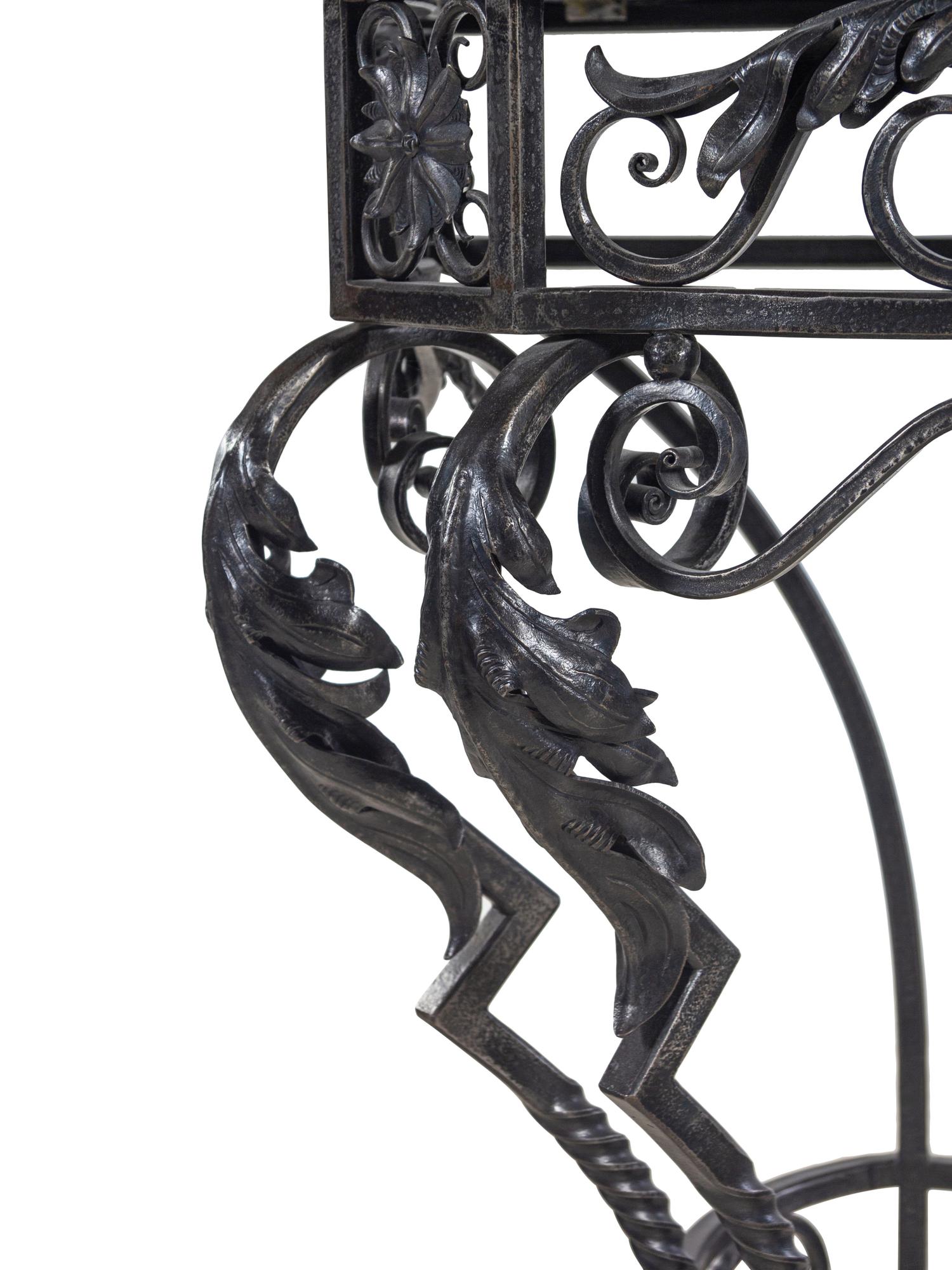 A French Iron and Marble-Top Console Table