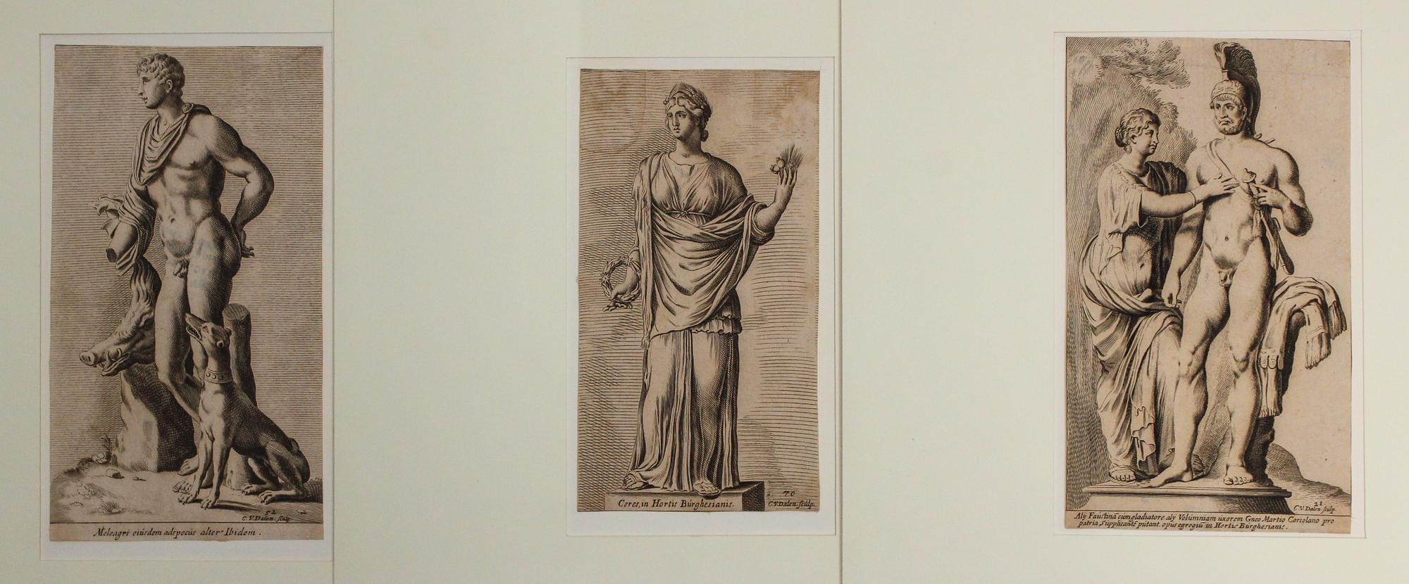 Cornelis van Dalen I, (Dutch, 1592-1665), a group of 9 engravings after Francois Perrier depicting Roman gods and emperors.