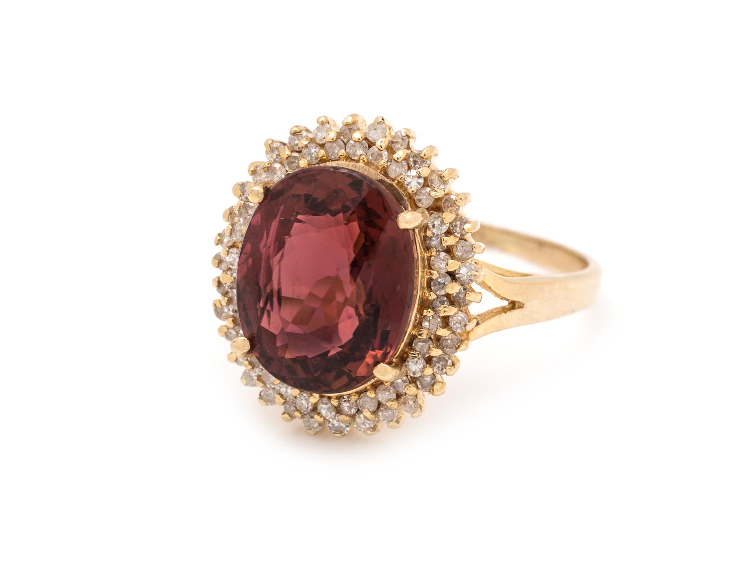 RUBELLITE TOURMALINE AND DIAMOND RING