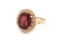 RUBELLITE TOURMALINE AND DIAMOND RING