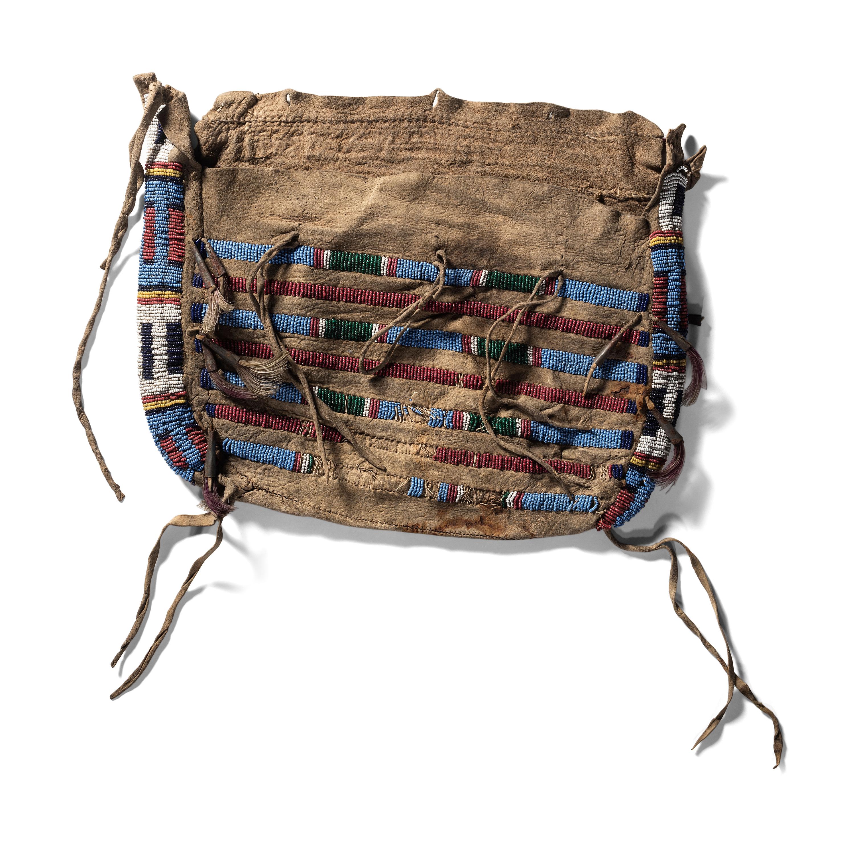 Sioux Beaded Buffalo Hide Work Bag