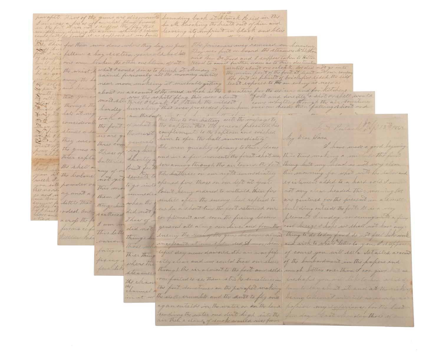 [CIVIL WAR]. War-date letters of Corporal Edwin J. Barden, 7th Regiment Connecticut Volunteer Infantry, combat soldier and later clerk at Headquarters Department of the South, Headquarters X Corps, and Headquarters US Army, Office of Chief Commissary.