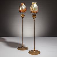 Tiffany Studios New York (American, 1880–1930) — Pair of Favrile Candlesticks, c. 1900