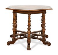 A Continental Parquetry Hexagonal Center Table