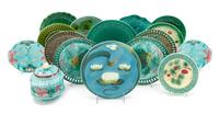 A Group of Majolica Table Articles Diameter of largest 9 inches.