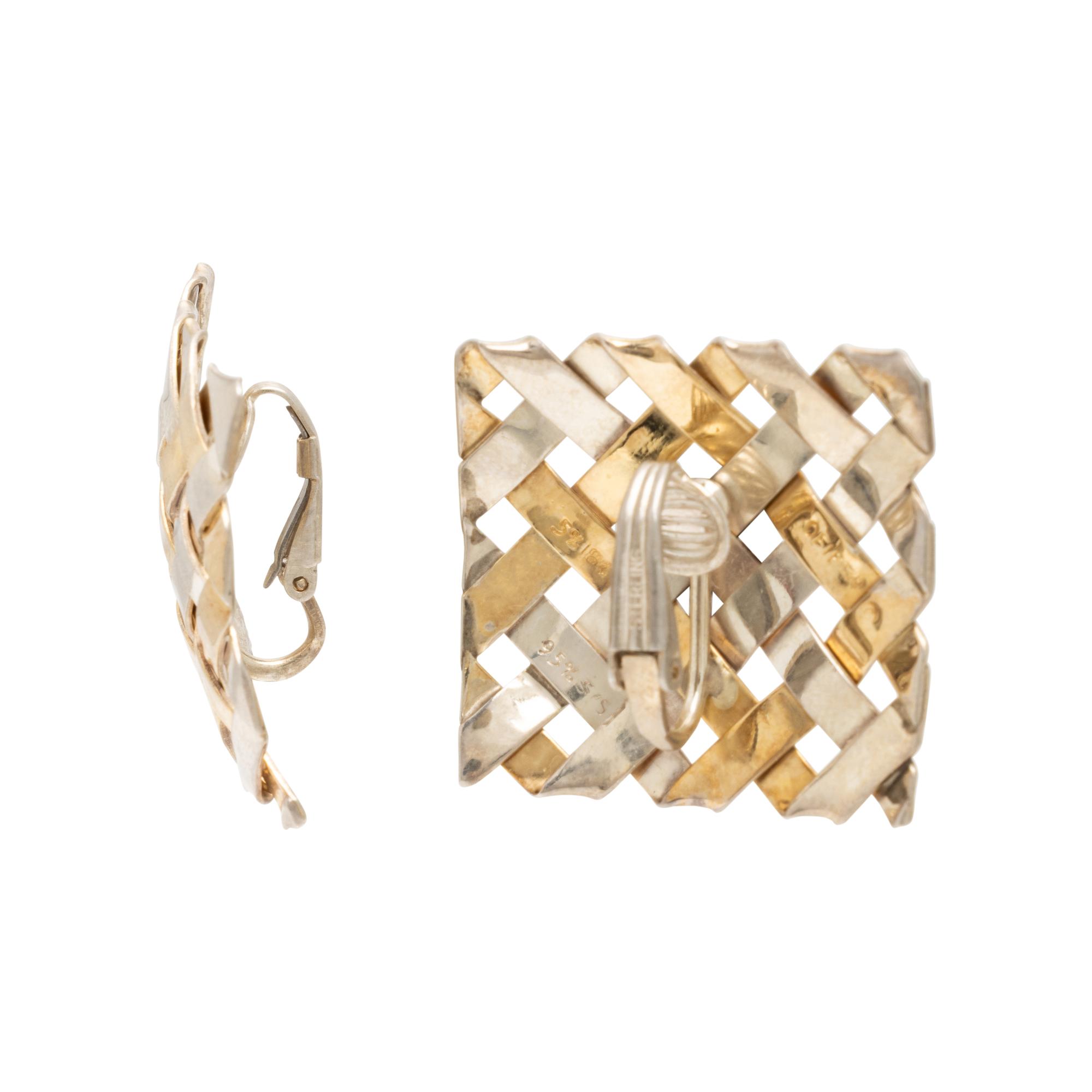 Gabriel Ofiesh, Sterling Silver and Yellow Gold-Plated Woven Earrings