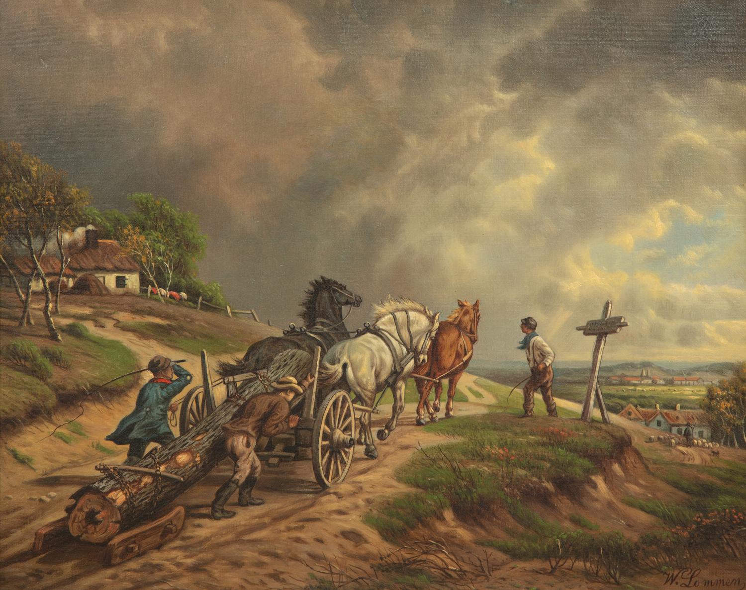 Peasants Hauling Wood