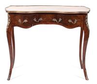 A Louis XV Style Gilt Bronze Mounted Kingwood and Fruitwood Writing Table Height 32 x width 38 x depth 20 inches. — EARLY 20TH CENTURY