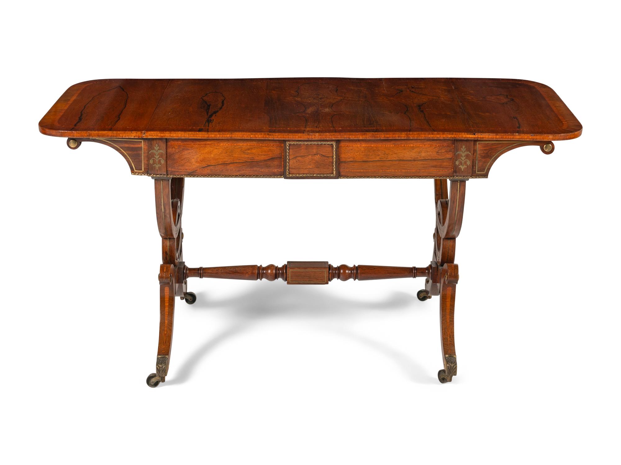 A Regency Brass Inlaid Rosewood Sofa Table