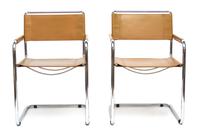 A Set of Six Italian Leather and Chrome Armchairs Height 34 inches. — STENDIG, 20TH CENTURY