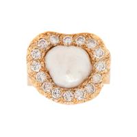 FRESHWATER BAROQUE PEARL AND DIAMOND RING