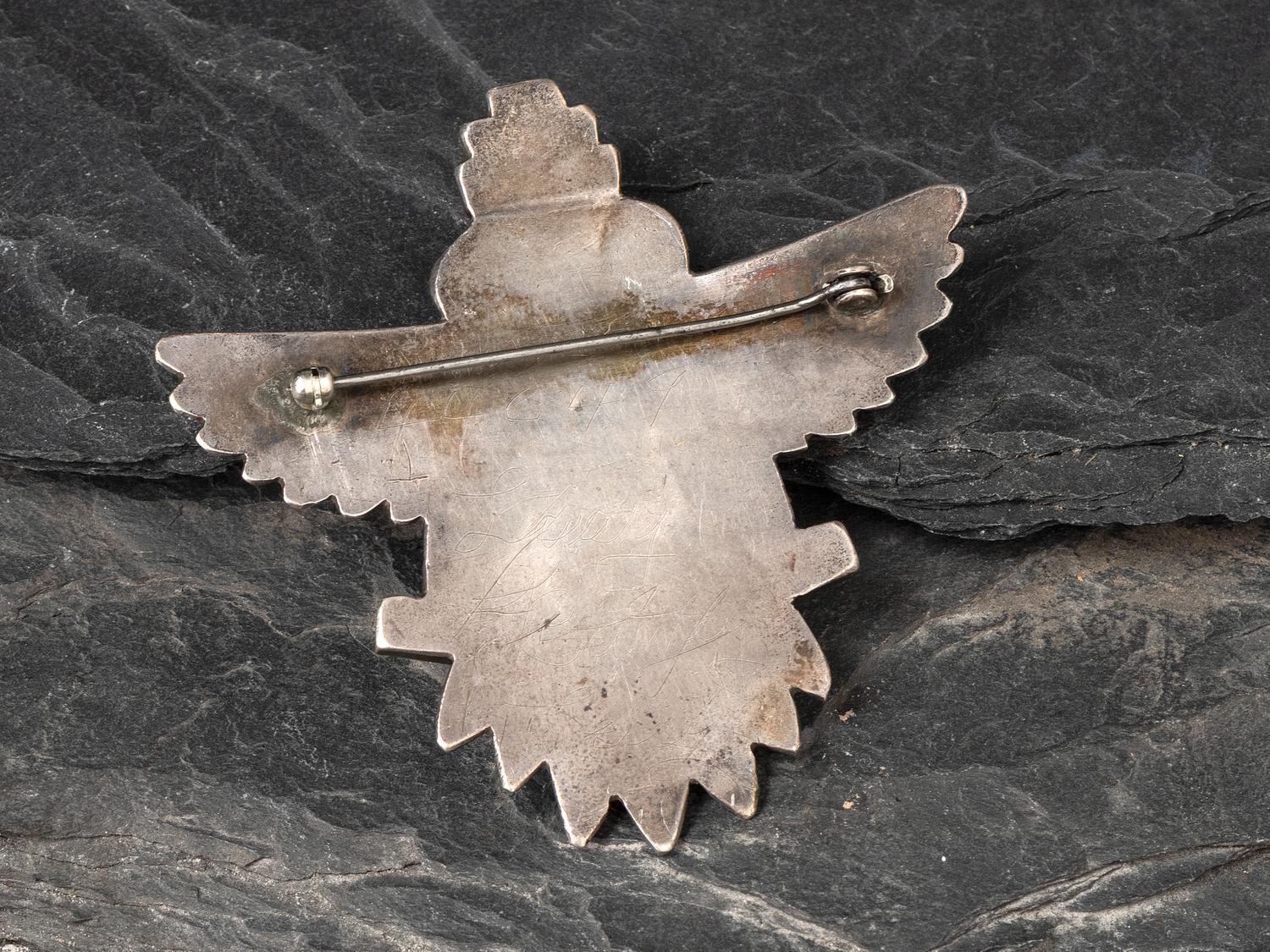 Zuni Knifewing Silver and Turquoise Pin