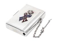A Russian Silver and Guilloche Enamel Cigarette Case, Maker's mark likely Mikail Isokov, St. Petersburg, late 19th century, the lid bea