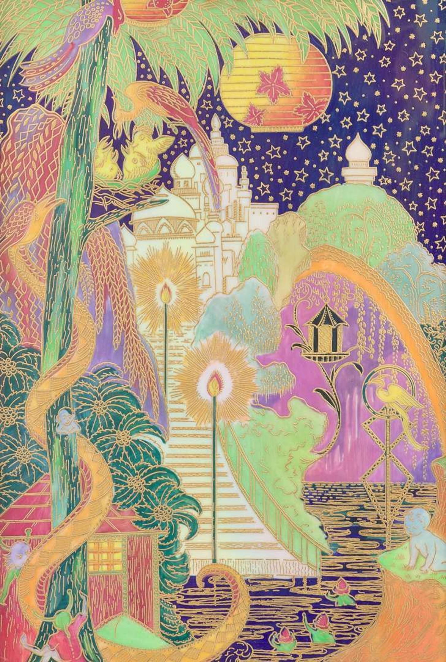 A Contemporary Wedgwood Fairyland Lustre Plaque, UK, 1970s