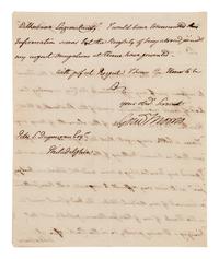 MORRIS, Gouverneur (1752-1816), signer of the Constitution and the Articles of the Confederation. Autograph letter signed ("Gouv Morris"), addressed in his hand, to Peter Steven Duponceau, French-American lawyer. Morrisiana, 20 June 1805.