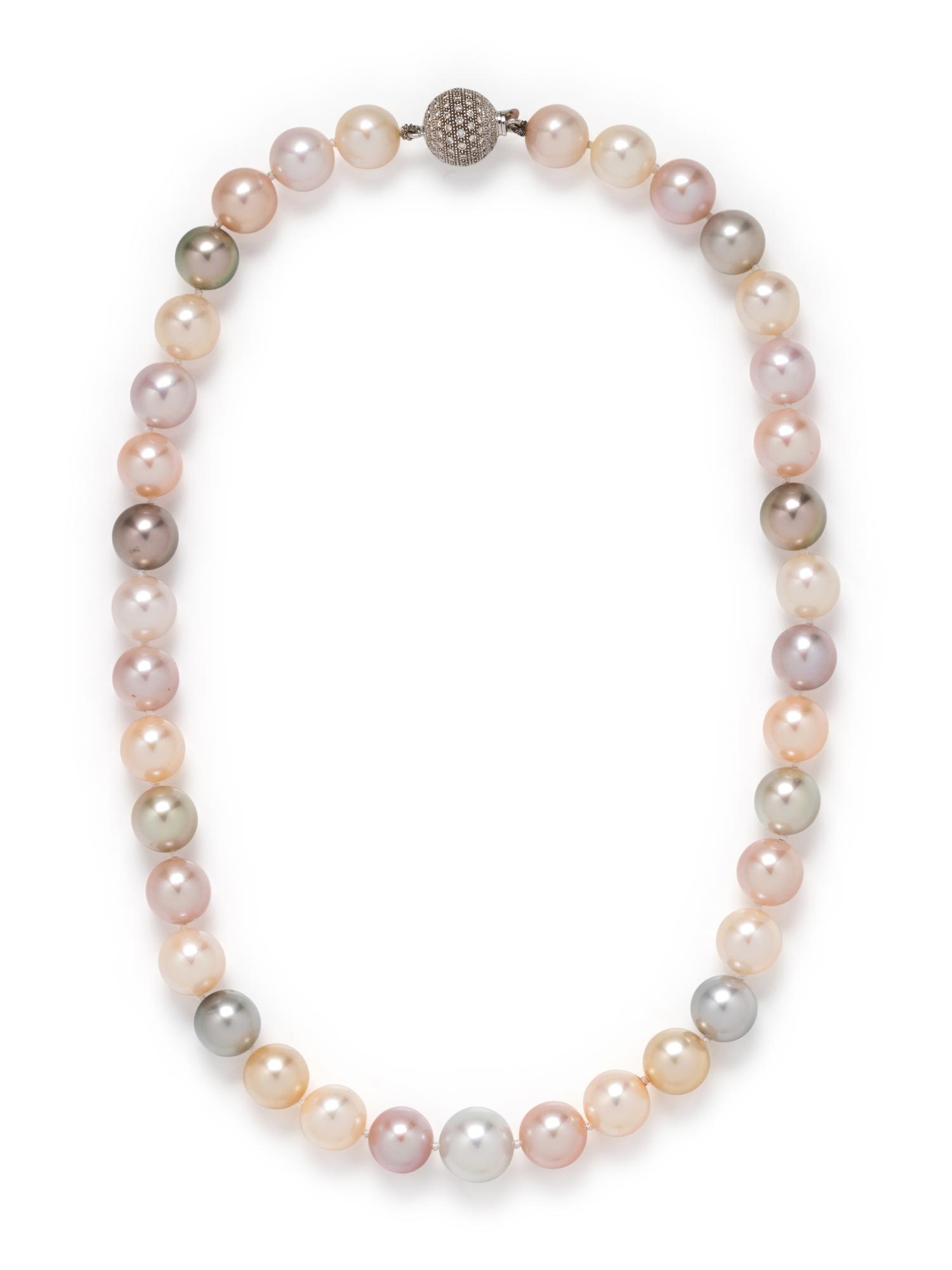 CULTURED PEARL AND DIAMOND NECKLACE
