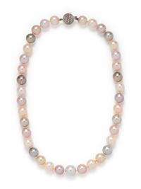 CULTURED PEARL AND DIAMOND NECKLACE