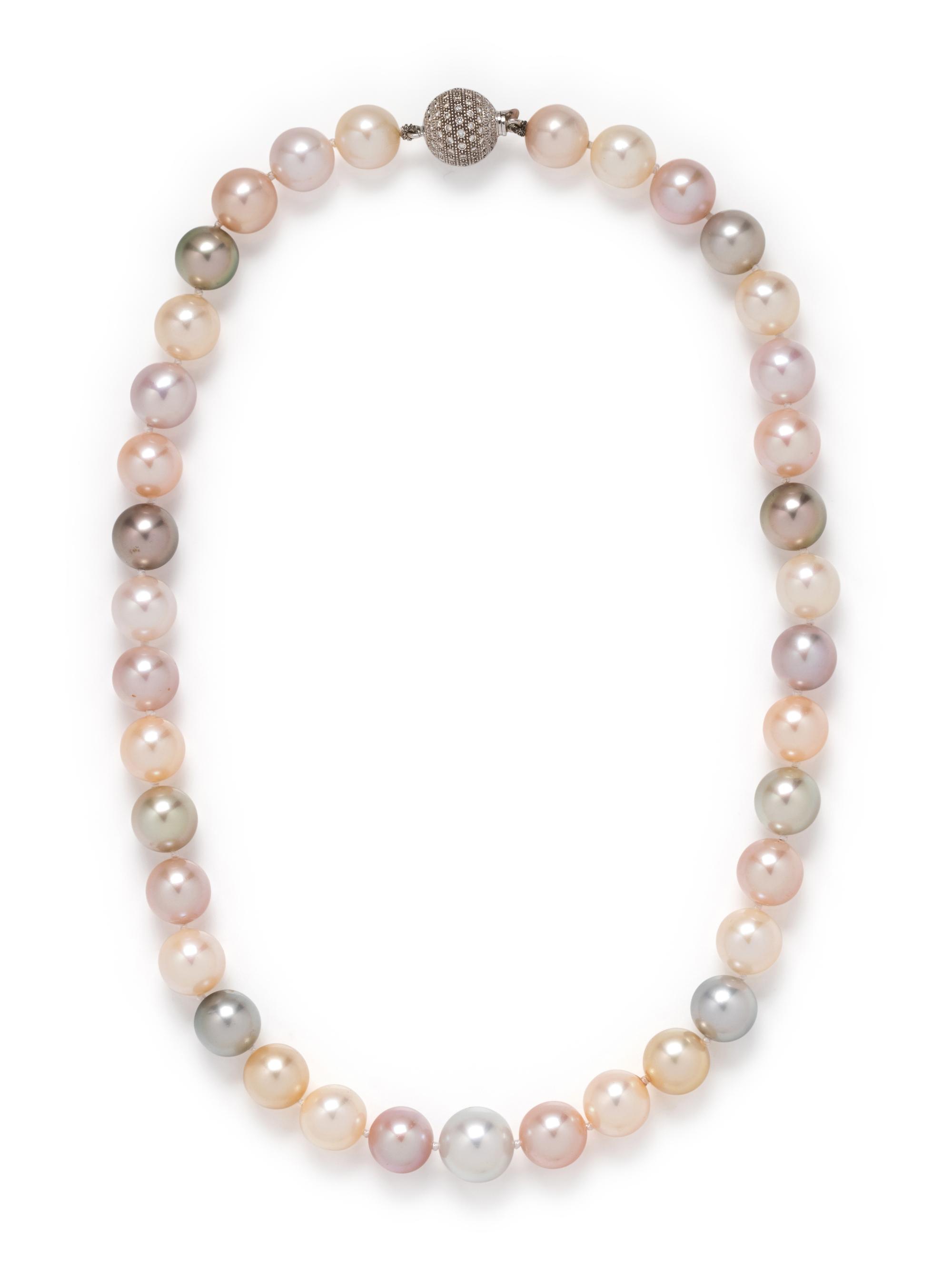 CULTURED PEARL AND DIAMOND NECKLACE