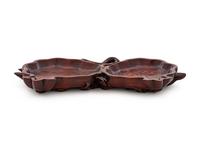 A Chinese Carved Hardwood Double-Dish